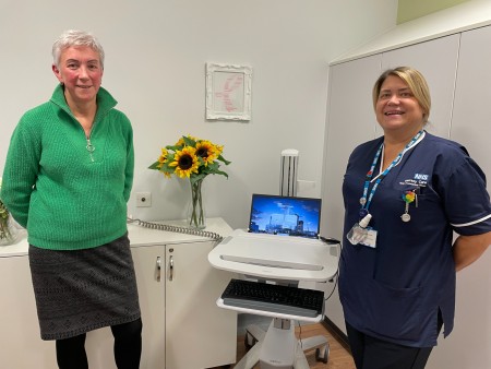 Ann Coffey and Nicola Hooton (cancer patient and part of Sunshine Group).JPG